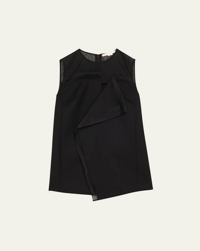 Asymmetrical Draped Slub Suiting Top